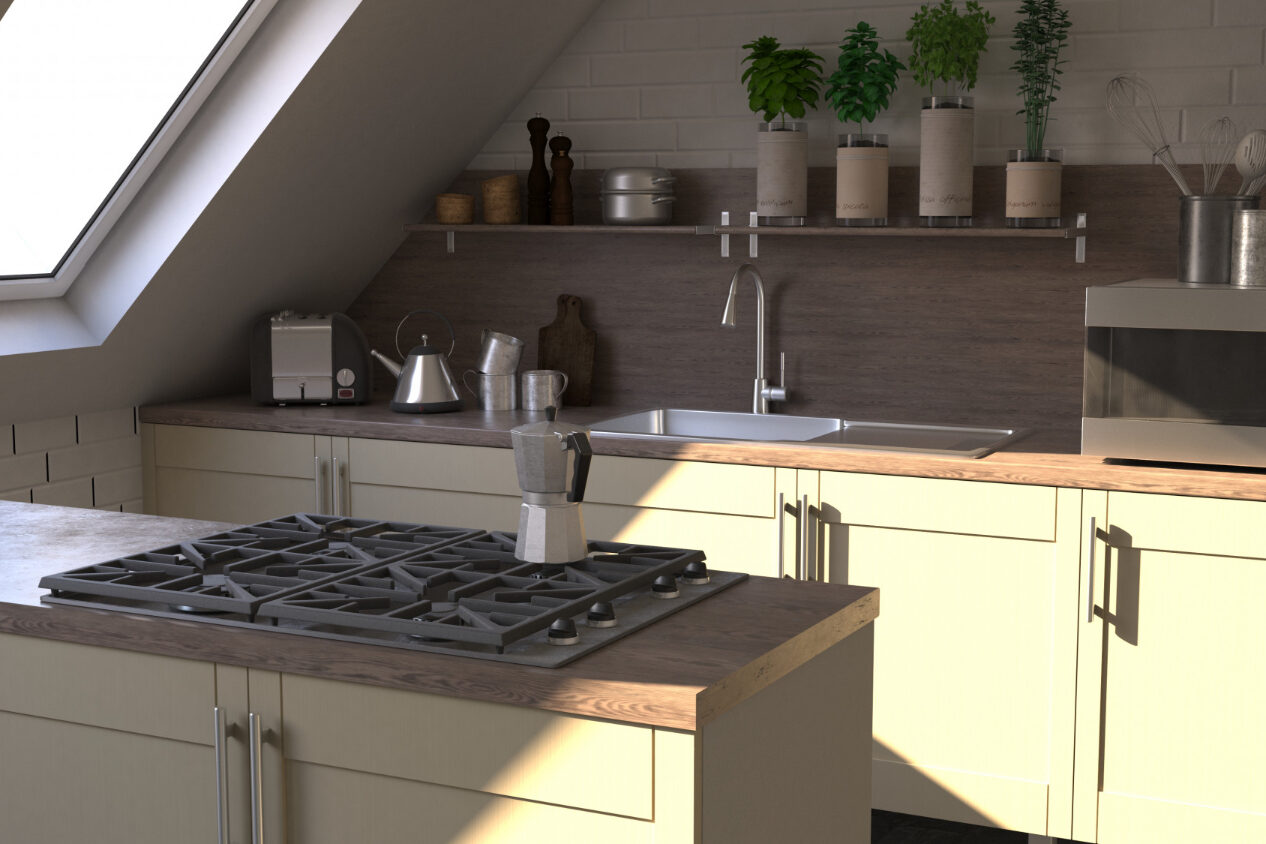 Updated kitchen that modernizes an older home while preserving original charm