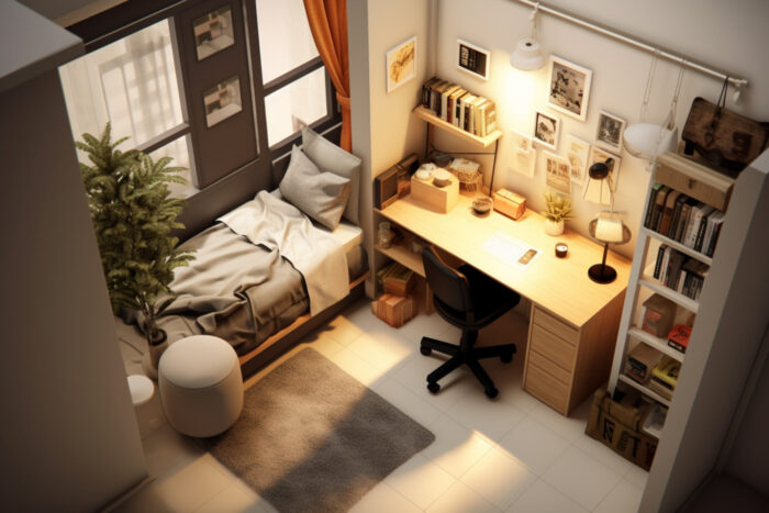 multi functional room design with hybrid workspace and guest bed