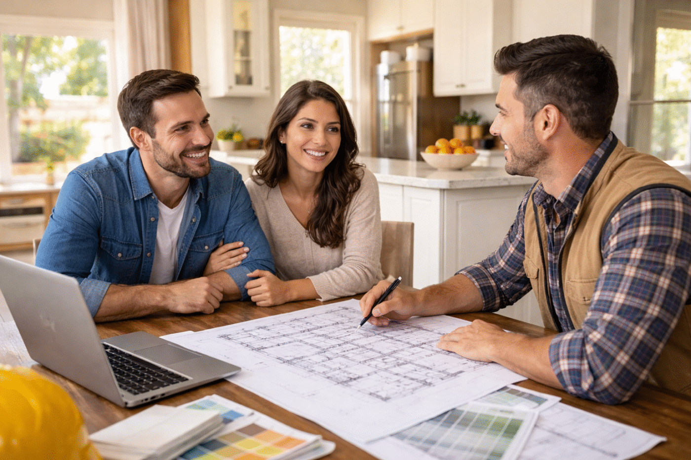 home remodeling consultation February meeting between homeowner and contractor