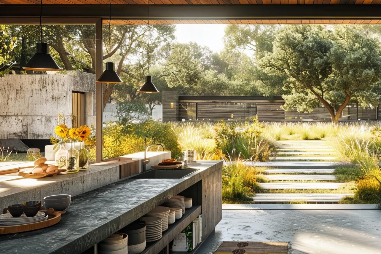 outdoor remodeling projects patio deck and landscaped backyard in spring