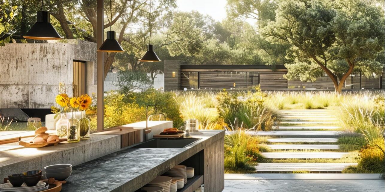 outdoor remodeling projects patio deck and landscaped backyard in spring