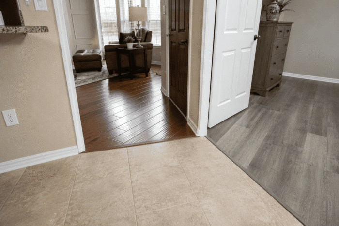 Texas flooring options including tile vinyl and hardwood inside a home