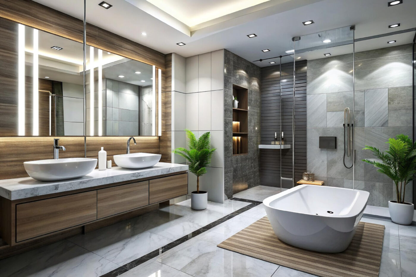 Modern bathroom features in a remodeled Texas home
