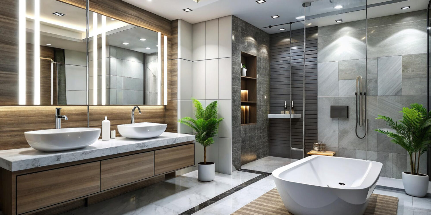 Modern bathroom features in a remodeled Texas home